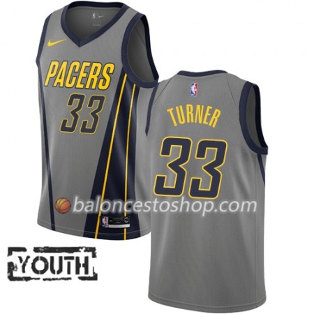 Camiseta Niños NBA Indiana Pacers Myles Turner 33 2018-19 Nike City Edition Gris Swingman